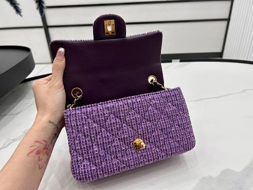 Chanel Purple Tweed Mini Flap Bag
