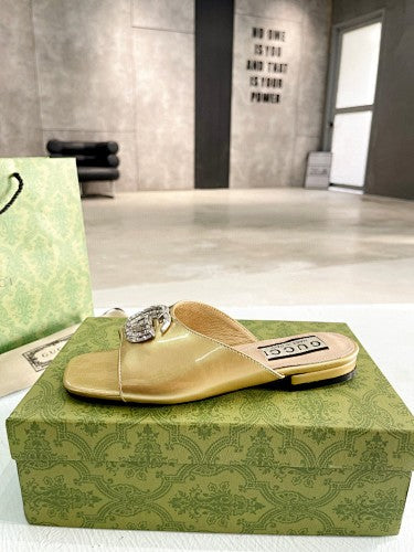 Gucci Double G crystal-embellished slide sandals