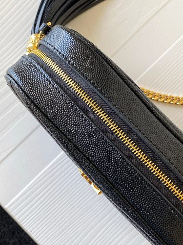 Saint Laurent (YSL) Black Lou Camera Bag (Gold)