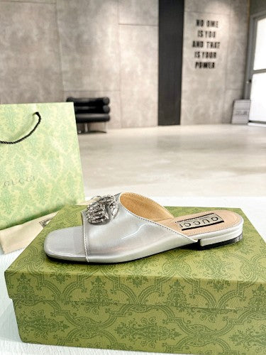 Gucci Double G crystal-embellished slide sandals