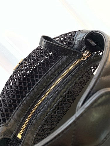 Chanel Black Mesh Crescent Hobo Bag