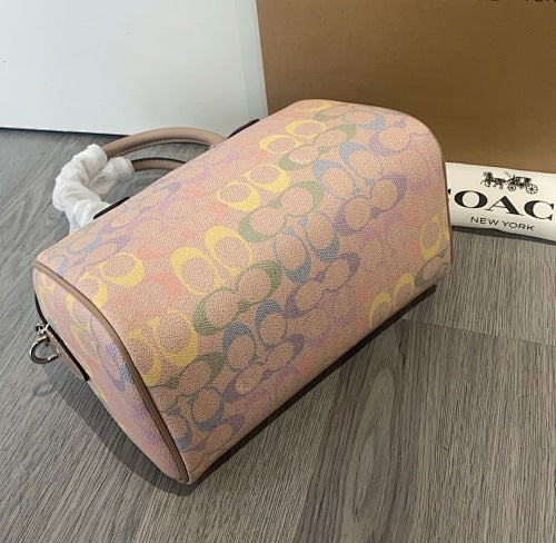 Coach Rowan Satchel in Pastel Multicolor Signature Canvas
