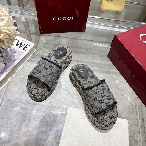 Gucci GG Monogram Canvas Flat Slide Sandals