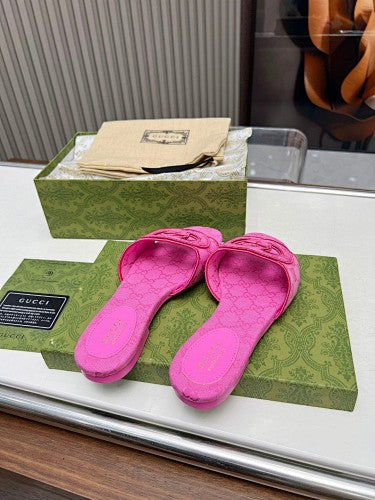Gucci Interlocking G GG Canvas Slide Sandals