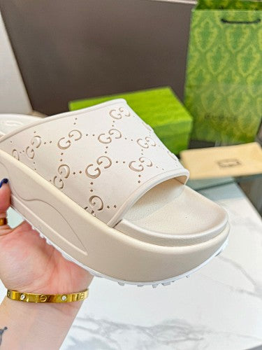 Gucci GG Perforated Platform Slide Sandals