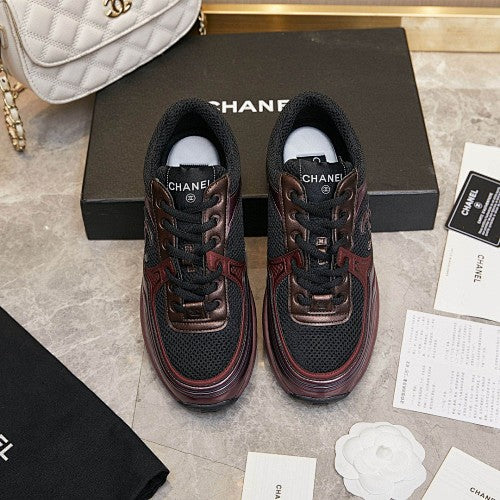 Chanel CC Logo Mesh & Leather Platform Runner Sneakers