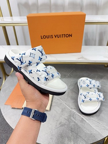 Louis Vuitton Monogram Double-Strap Platform Slide Sandals