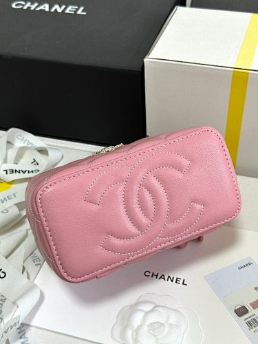 Chanel Pink Quilted Vanity Case