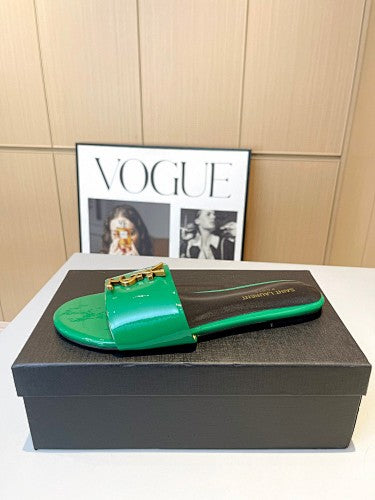 Saint Laurent YSL Cassandre Logo slide sandals