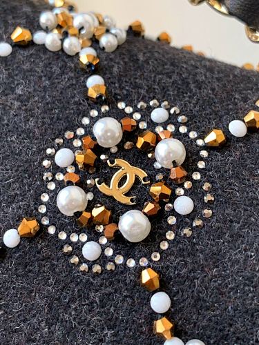 Chanel Black Tweed Pearl & Crystal Embellished Flap Bag