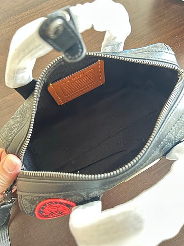 Coach Black Signature Patch Boston Bag