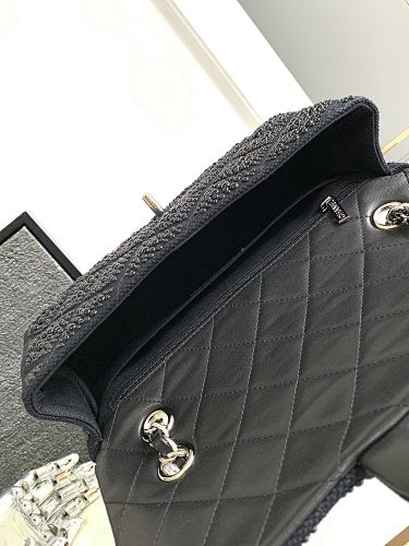 Chanel Black Crystal-Embellished Quilted Flap Bag