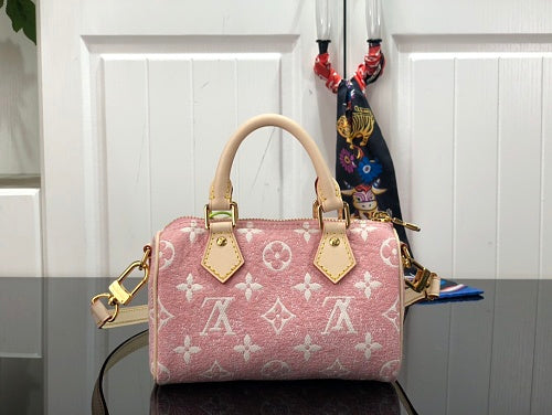Louis Vuitton Nano Speedy Pink Monogram Jacquard Denim