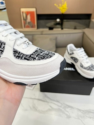 Chanel CC Tweed & Leather Chunky Low-Top Sneakers