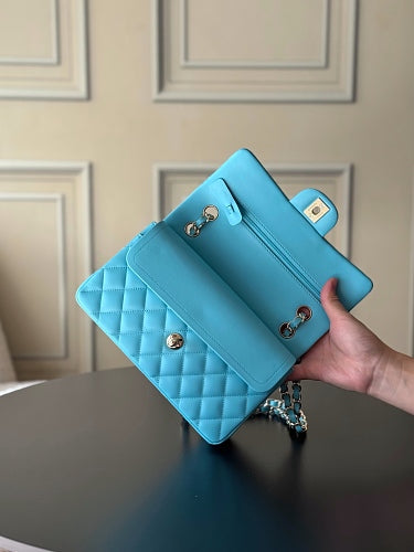 Chanel Classic Flap Bag in Turquoise/Aqua Blue Quilted Leather