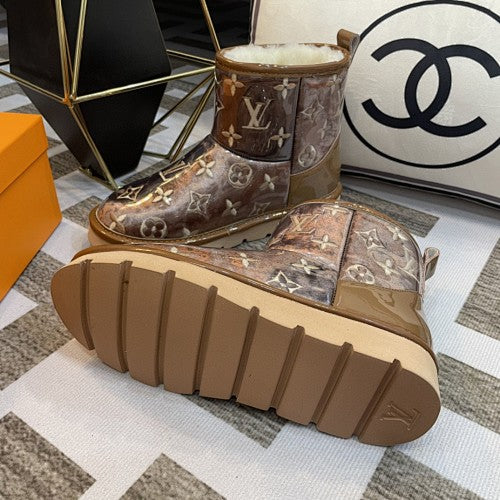 Louis Vuitton Monogram Shearling Ankle Boots
