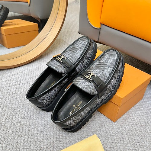 Louis Vuitton LV Initials Damier Graphite Lug-Sole Loafers