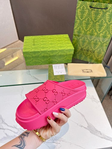Gucci GG Perforated Platform Slide Sandals