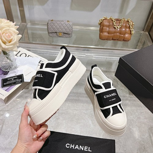 Chanel black-and-white Mary Jane platform sneakers