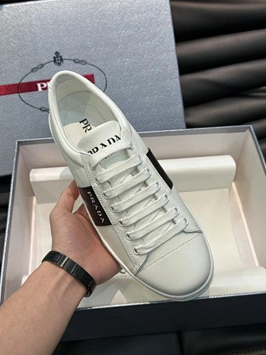 Prada White Leather Low-Top Sneakers