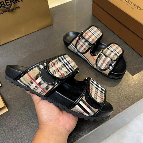 Burberry Vintage Check Double-Strap Slide Sandals