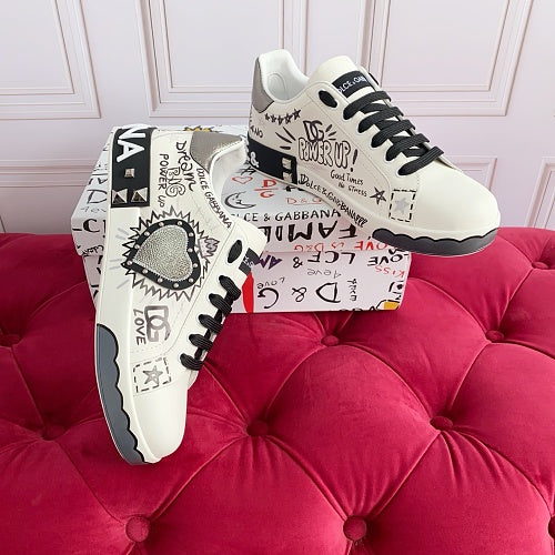 Dolce & Gabbana Portofino Light Graffiti Heart Sneakers