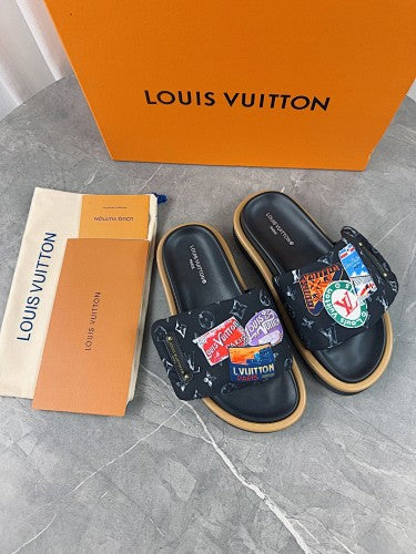Louis Vuitton Monogram Travel Sticker Slide Sandals