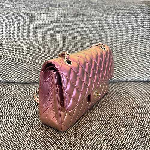 Chanel Classic Flap Bag Metallic Pink Ombré Quilted Leather