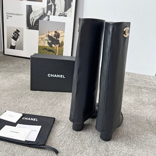 Chanel CC Logo Knee-High Riding Boot