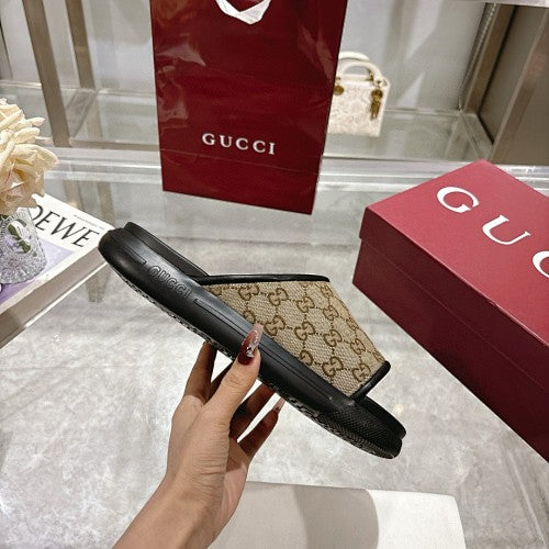 Gucci GG Supreme Monogram Platform Slide Sandals