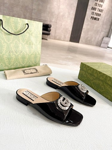 Gucci Double G crystal-embellished slide sandals