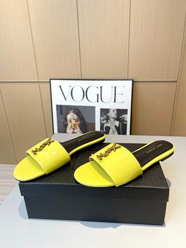 Saint Laurent YSL Cassandre Logo slide sandals