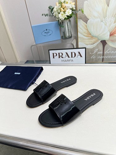 Prada Logo Flat Slide Sandals