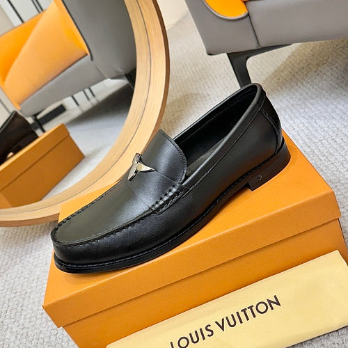 Louis Vuitton LV Initials Black Leather Loafers