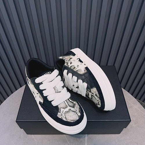Amiri Skel Top Low Black & White Snakeskin-Print Sneakers