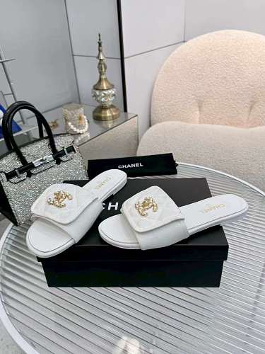 Chanel Quilted CC Logo Slide Sandals