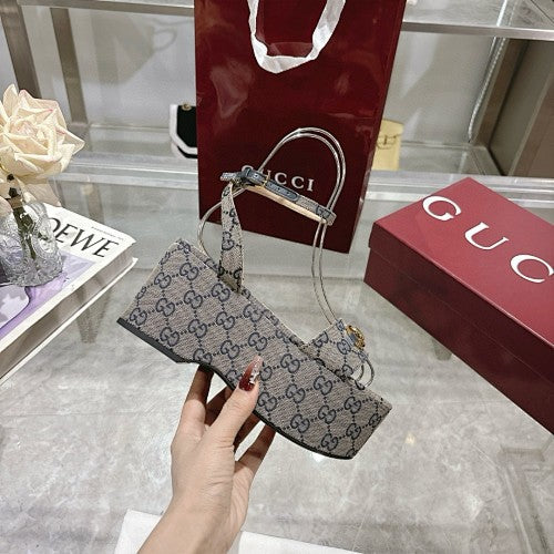 Gucci GG Supreme Horsebit Platform Wedge Sandals