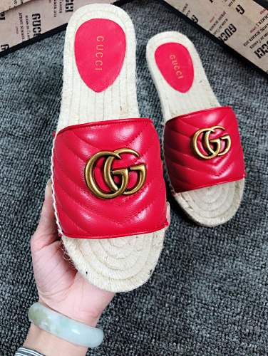 Gucci GG Marmont Matelassé Leather Espadrille Slides