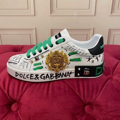 Dolce & Gabbana Portofino Graffiti Crest Low-Top Sneakers