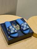 Louis Vuitton Damier Graphite Checkered Slide Sandals