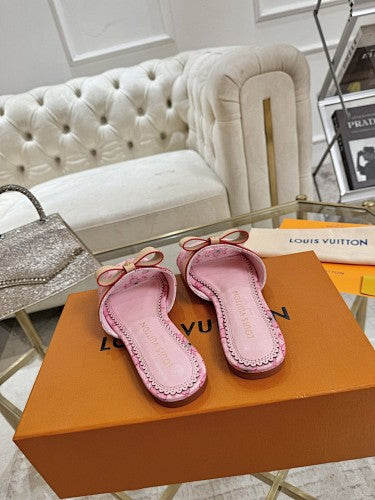 Louis Vuitton Floral Monogram Bow Flat Mule Slides