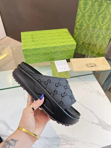 Gucci GG Perforated Platform Slide Sandals
