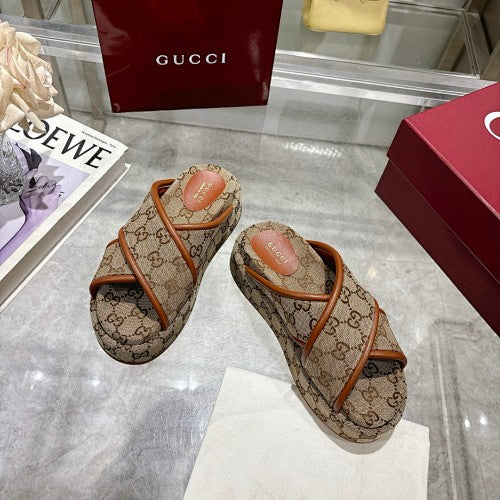 Gucci GG Monogram Canvas Platform Slide Sandals