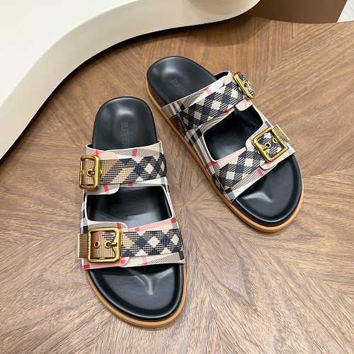 Burberry Vintage Check Double-Buckle Slide Sandals