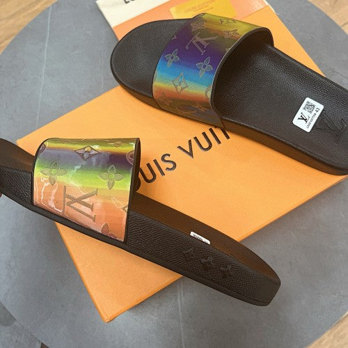 Louis Vuitton Monogram Iridescent Holographic Slide Sandals