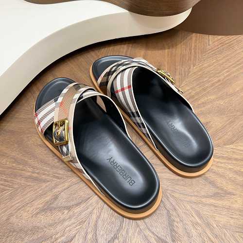 Burberry Vintage Check Criss-Cross Buckle Slide Sandals