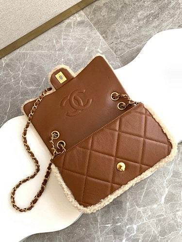Chanel Shearling Quilted Flap Bag