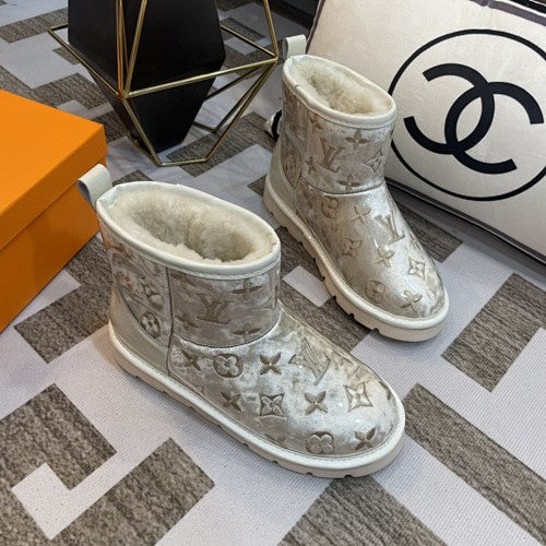 Louis Vuitton Monogram Shearling-Lined Ankle Boots