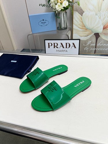 Prada Logo Flat Slide Sandals