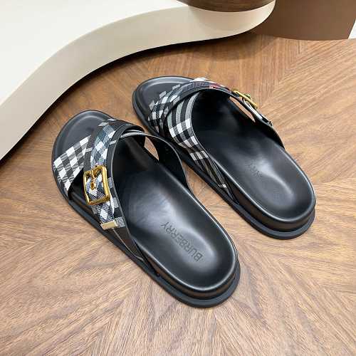 Burberry Check Criss-Cross Buckle Slide Sandals